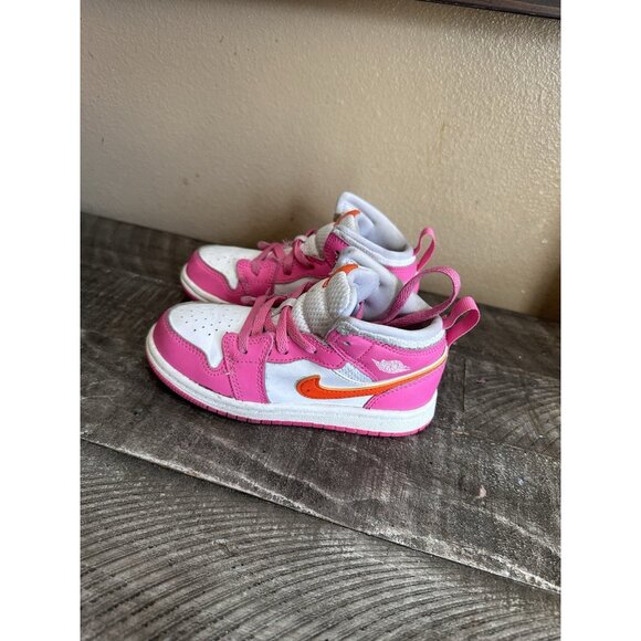 Nike Jordan 1 Mid TD Orange/Pink (DX3239-681 )Toddler Girls Size 10c - Picture 2 of 5